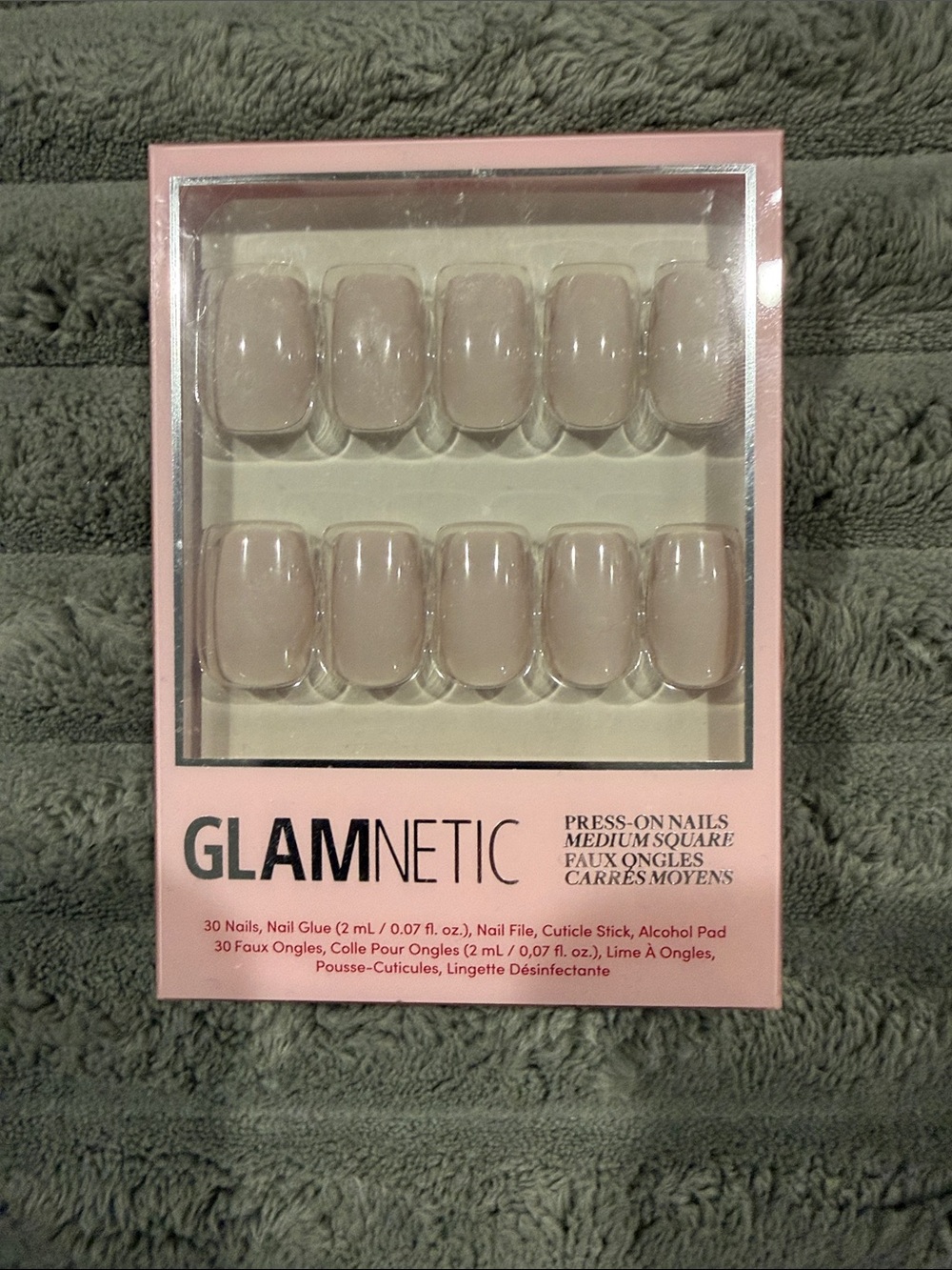 GLAMNETIC Neutral Beige Press-On Nails — Medium Square